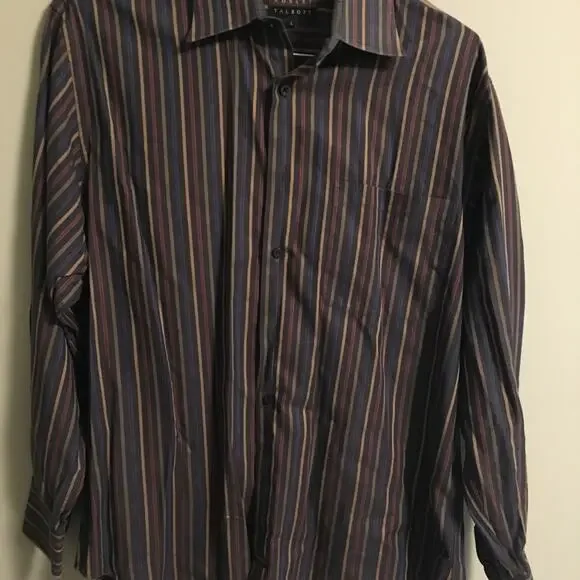ROBERT TALBOTT MEN'S DRESS SHIRT, STRIPED, SZ L, EUC - Picture 3 of 6